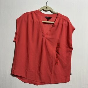 Banana Republic Blouse Top Women's M V-Neck Pleated Sleeveless Pullover‎